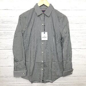 New UNTUCKit Women's Julianna Shirt Black White Stripe Button Up Long Sleeves 2